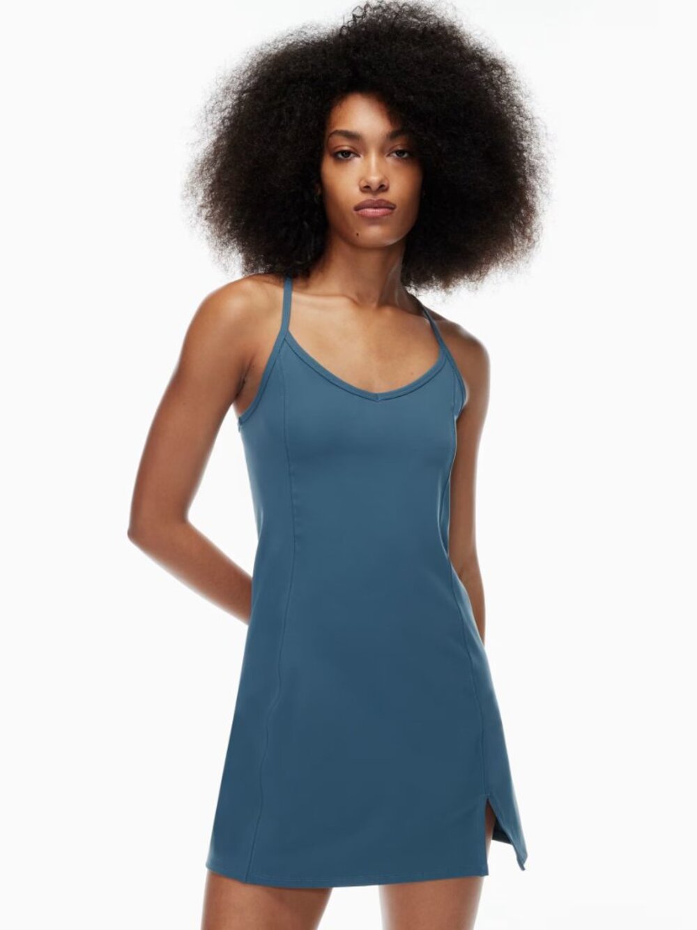 Aritzia TNA TnAction Slick Court Teal Blue Racerback Mini Tennis Dress, Size 2XS - Picture 13 of 16